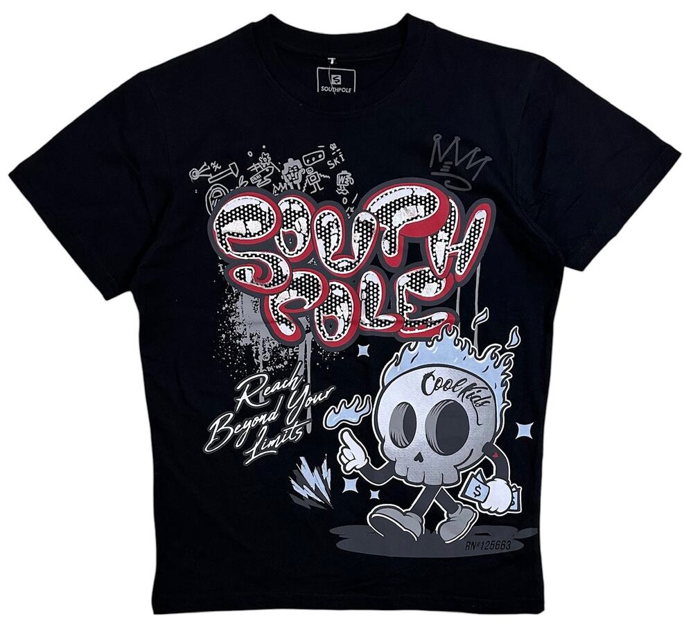 Southpole Men's T-Shirt Reach Beyond Your Limits Metallic Print Tee in Black